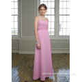Baby Pink Chiffon Strapless Beaded Flower Bridesmaid Gowns (BD3022)